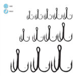 Treble Hooks, Round Bend - line art
