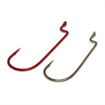 Worm Hooks, Offset Shank, Round Bend - Red and Bronze Worm Hooks, Offset Shank, Round Bend - Red and Bronze
