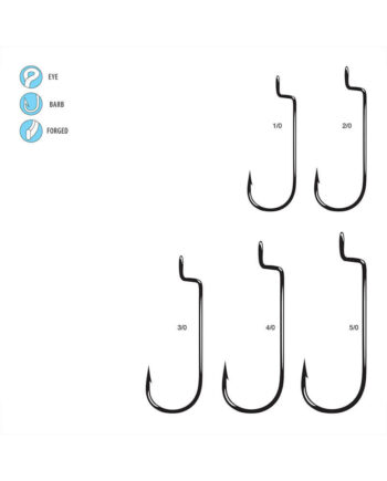 Worm Hooks, Offset Shank, Round Bend - Line art