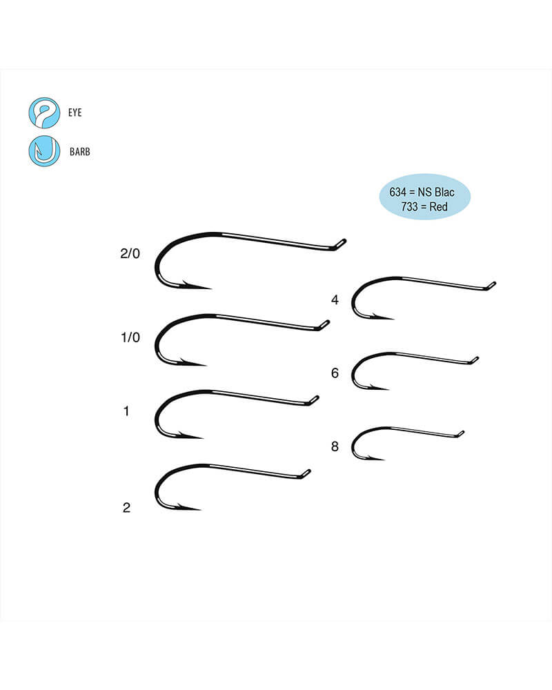 T10-6H Salmon Tapered Loop Up-Eye Fly Hook - Line Art