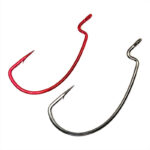 Worm Hooks, Superline, Offset Shank, EWG - Red and NS Black