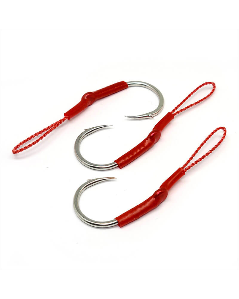 OCEAN CAT Steel Mamba Assist Jig Hooks – Rigged Circle Hooks For Saltwater Fishing (2-Pack, 15G)