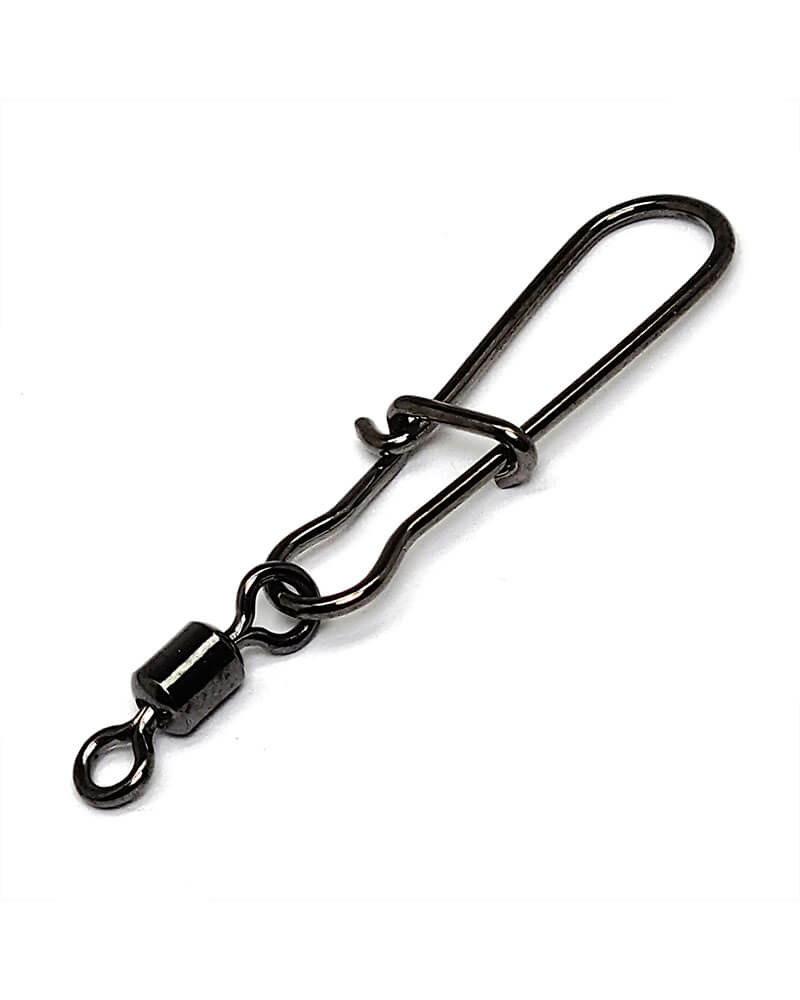 Stainless Steel Duo Lock Snap Swivels - Black Nickel, Solid Ring (Choose 100, 200, Or 500 Packs)